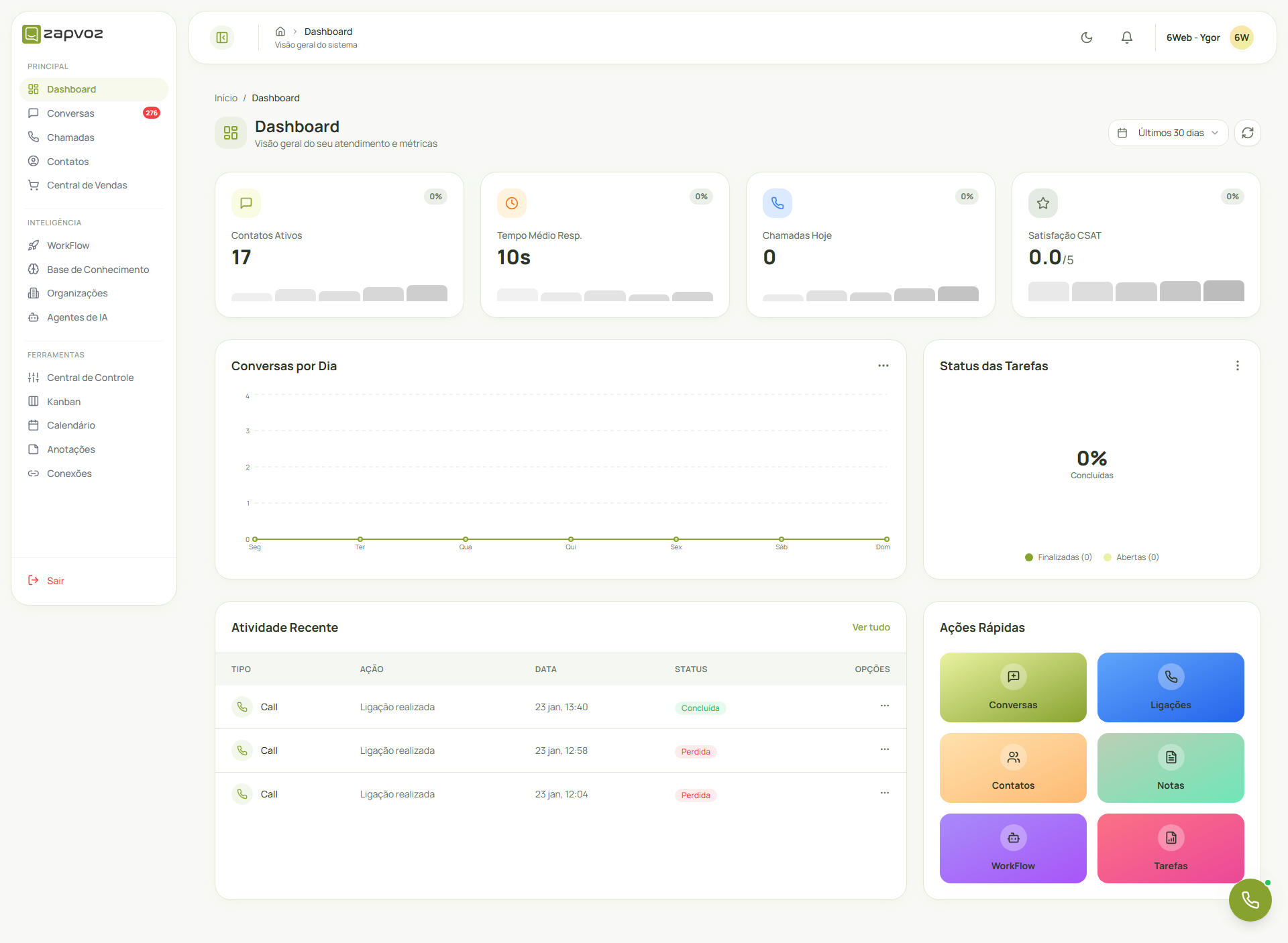 ZapVoz Dashboard Preview